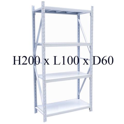 Boltless Rack H200 × L100 × D60cm, shown with four shelves