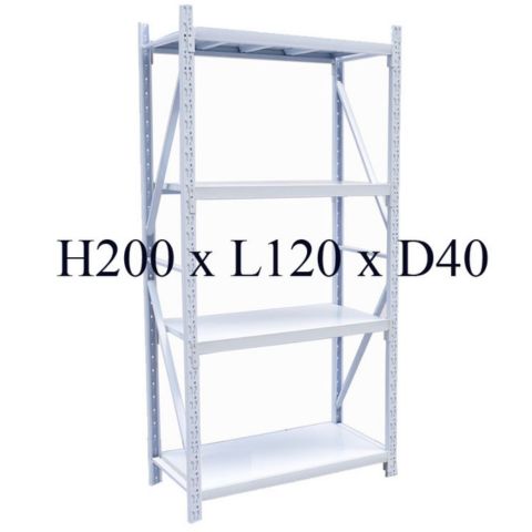 Boltless Rack H200 × L120 × D40cm, shown with four shelves