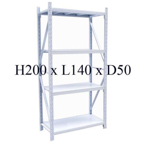 Boltless Rack H200 × L140 × D50cm, shown with four shelves